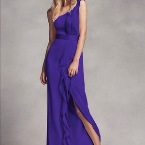 One-Shoulder Bridesmaid Dress w/ Ruffles